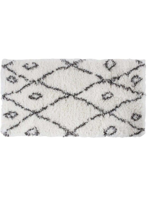 Tapis descente de lit poils longs noir et blanc 60x110cm - Kiabi