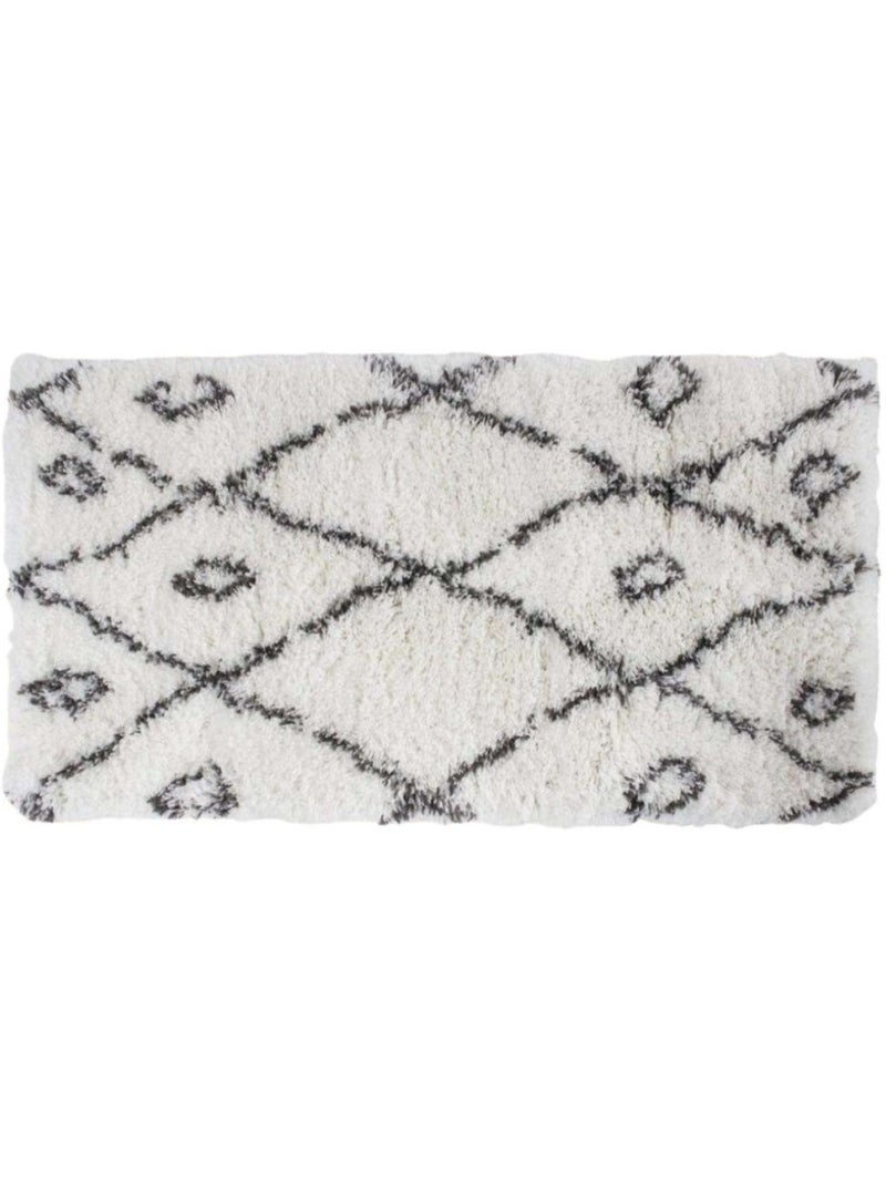 Tapis descente de lit poils longs noir et blanc 60x110cm Blanc - Kiabi