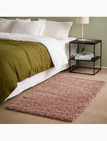 Tapis descente de lit poils longs taupe 60x110cm