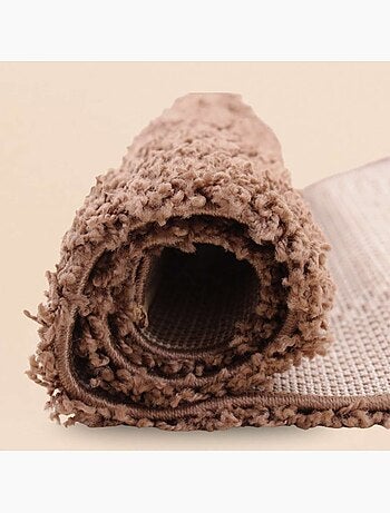Tapis descente de lit poils longs taupe 60x110cm
