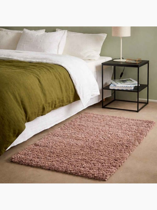 Tapis descente de lit poils longs taupe 60x110cm - Kiabi