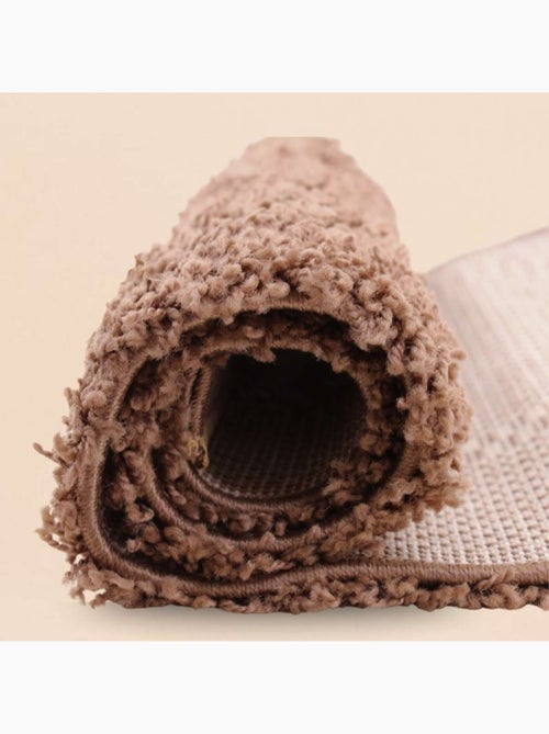 Tapis descente de lit poils longs taupe 60x110cm - Kiabi