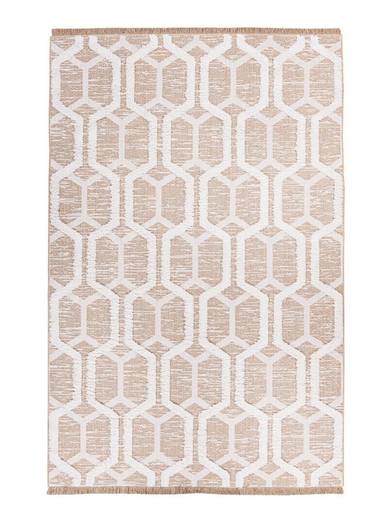 Tapis design en coton recyclé Norman Sable - Kiabi