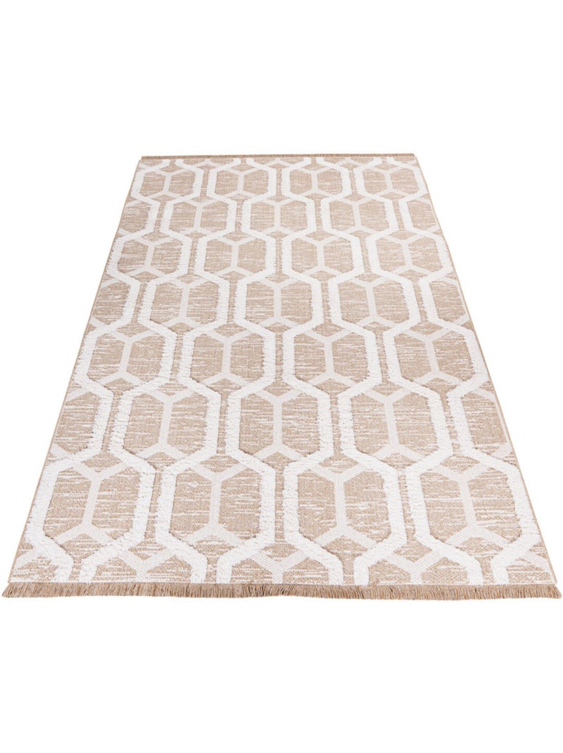 Tapis design en coton recyclé Norman Sable - Kiabi
