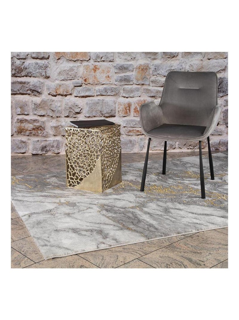 Tapis design marbré pour salon rectangle Sater Argenté - Kiabi