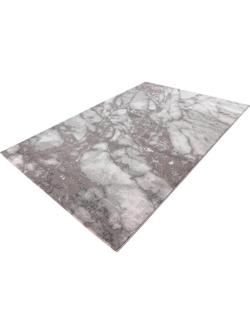 Tapis design marbré pour salon rectangle Sater Argenté - Kiabi