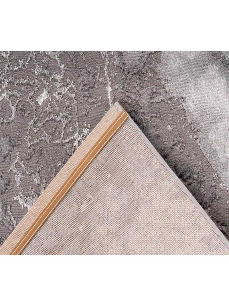 Tapis design marbré pour salon rectangle Sater Argenté - Kiabi