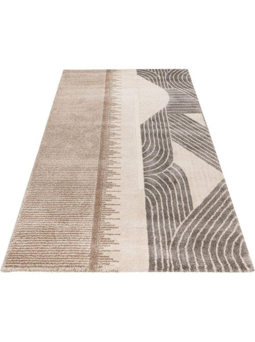 Tapis design poils ras taupe Gobi - Kiabi