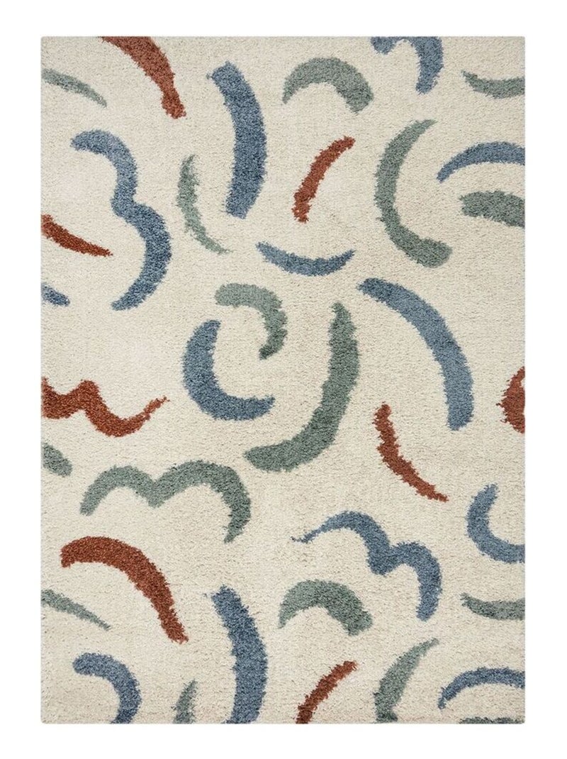 Tapis design shaggy rectangle abstrait Squiggle Multicolore - Kiabi