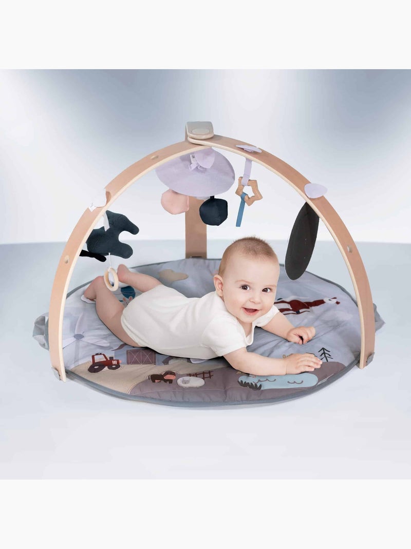 Tapis d’éveil avec arche en bois Bianca Sky – babyGO Blanc Beige Gris - Kiabi