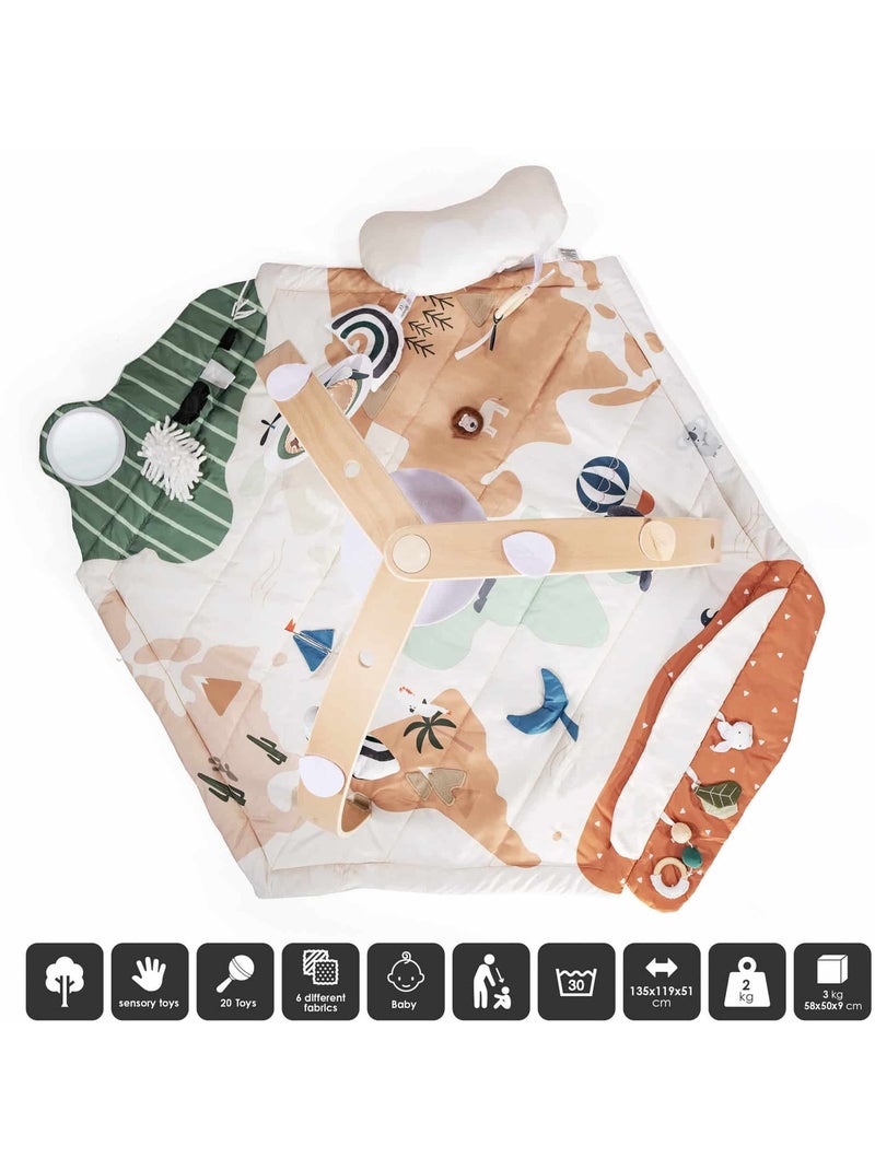 Tapis d’éveil avec arche en bois Bianca World – babyGO Blanc Beige - Kiabi