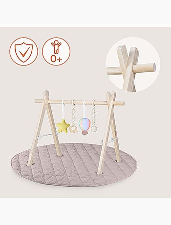 Tapis d'éveil avec arche en bois LIONELO Anis Set - Pliable - Tapis 2 cm