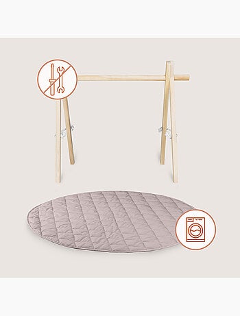 Tapis d'éveil avec arche en bois LIONELO Anis Set - Pliable - Tapis 2 cm