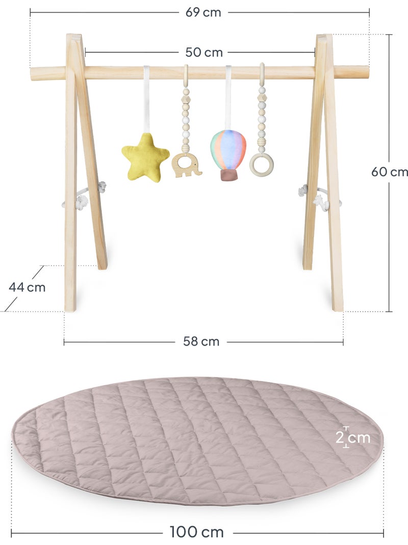 Tapis d'éveil avec arche en bois LIONELO Anis Set - Pliable - Tapis 2 cm Multicolore - Kiabi
