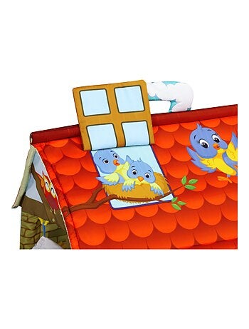 Tapis d'éveil bébé 2en1 LIONELO Agnes - Tapis plat avec bâtonnets et tapis avec maison - 137x138 cm