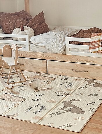 Tapis D'éveil Bébé en Mousse Reversible, Grand Tapis 180*120, Pliable