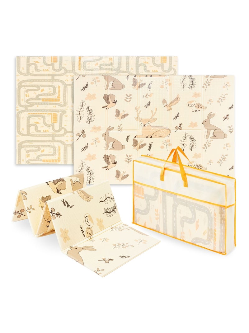 Tapis D'éveil Bébé en Mousse Reversible, Grand Tapis 180*120, Pliable Beige - Kiabi
