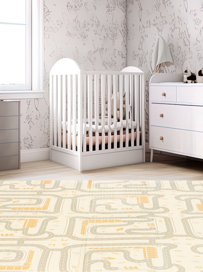 Tapis D'éveil Bébé en Mousse Reversible, Grand Tapis 180*120, Pliable Beige - Kiabi