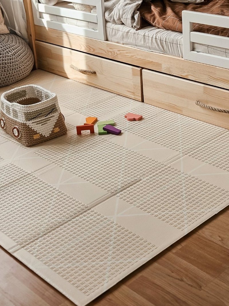 Tapis d'eveil Bébé, Évolutif en Mousse 180*120 cm, Double Faces, Imperméable, Pliable Beige - Kiabi