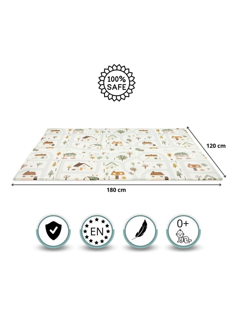 Tapis d'eveil Bébé, Évolutif en Mousse 180*120 cm, Double Faces, Imperméable, Pliable Beige - Kiabi