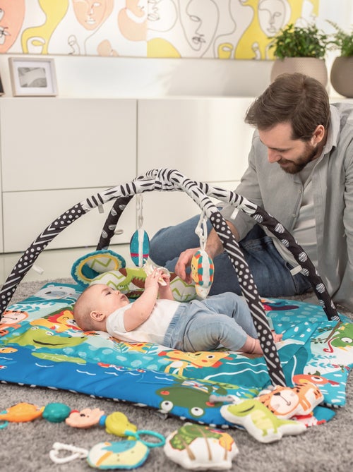 Tapis d'éveil bébé LIONELO Anika 2en1 - Parc pour enfants - 98x114 cm - Lavable - Jouets interactifs - Kiabi