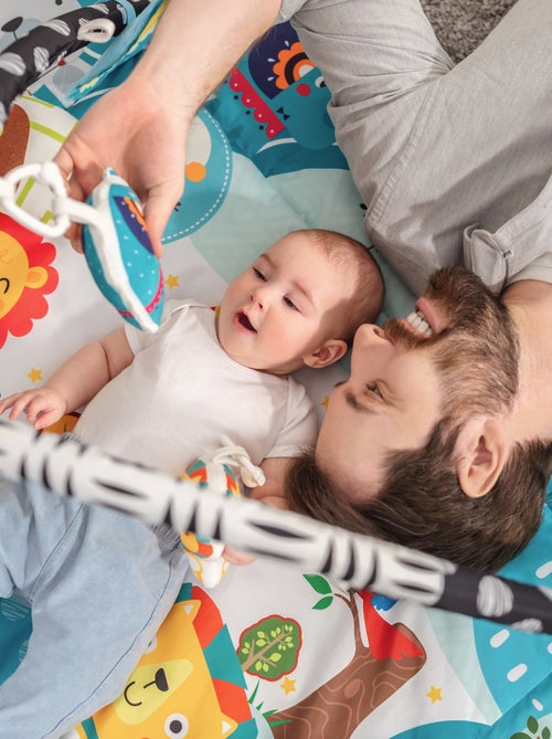 Tapis d'éveil bébé LIONELO Anika 2en1 - Parc pour enfants - 98x114 cm - Lavable - Jouets interactifs - Kiabi