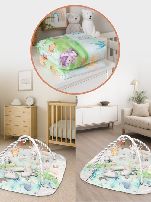 Tapis d'éveil bébé LIONELO Anika 2en1 - Parc pour enfants - Lavable - Jouets interactifs - Kiabi