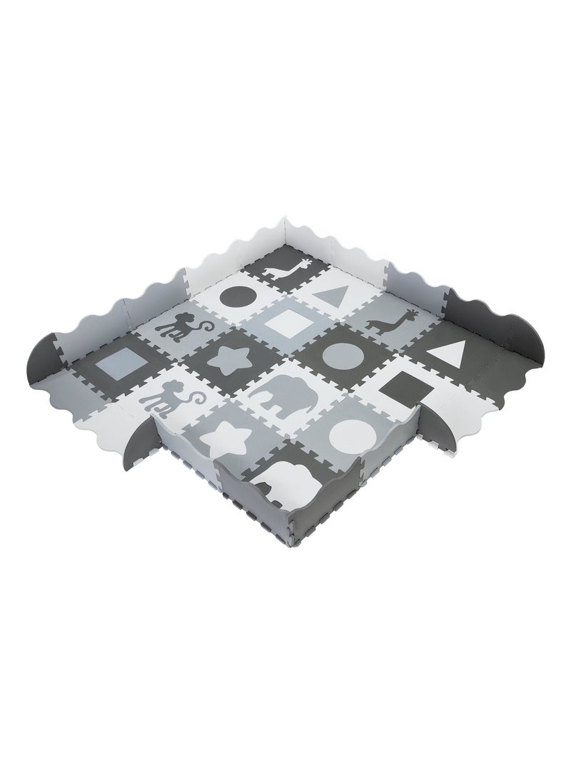 Tapis d'eveil bébé tapis de puzzle en mousse eva 150*150 avec rebord Gris - Kiabi
