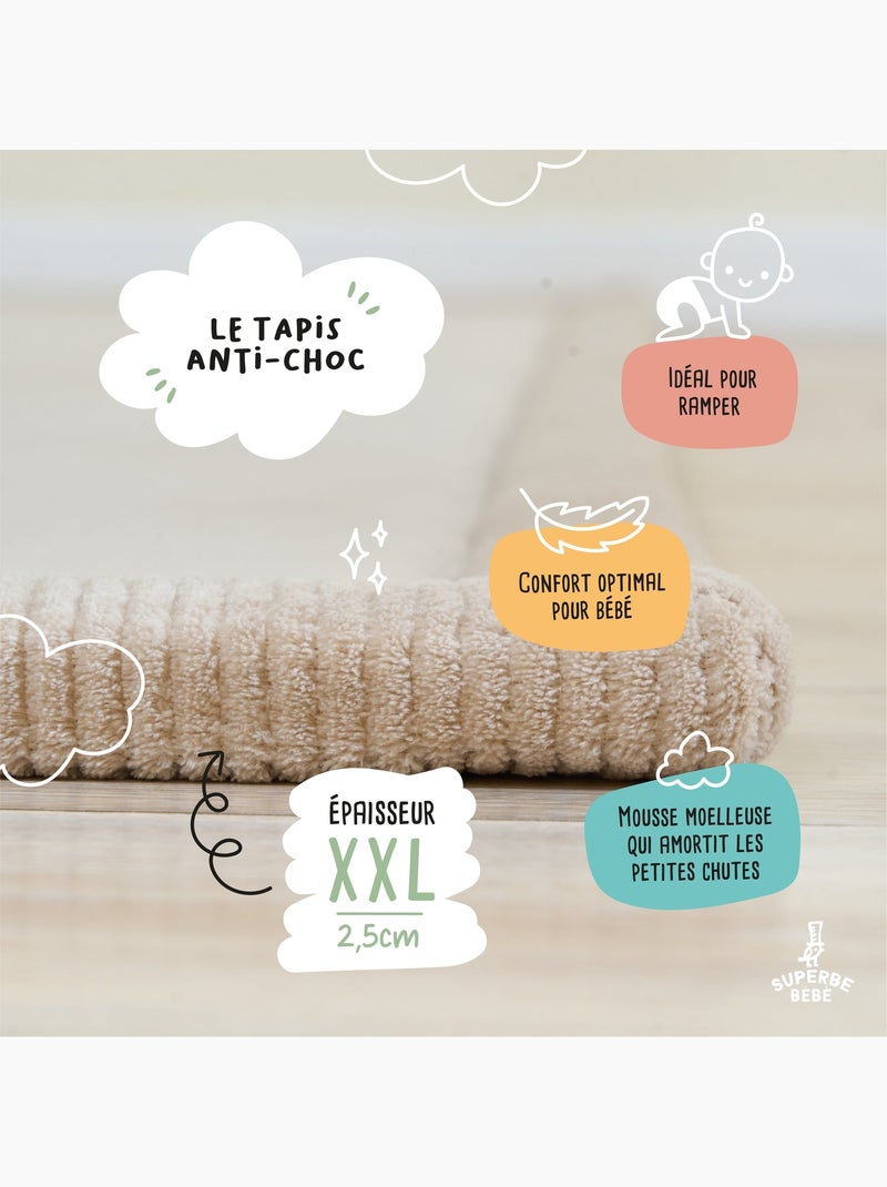 Tapis d'éveil et de jeu en mousse  - 200x150x2,5 - Coccon Plus | SUPERBE BEBE Beige - Kiabi
