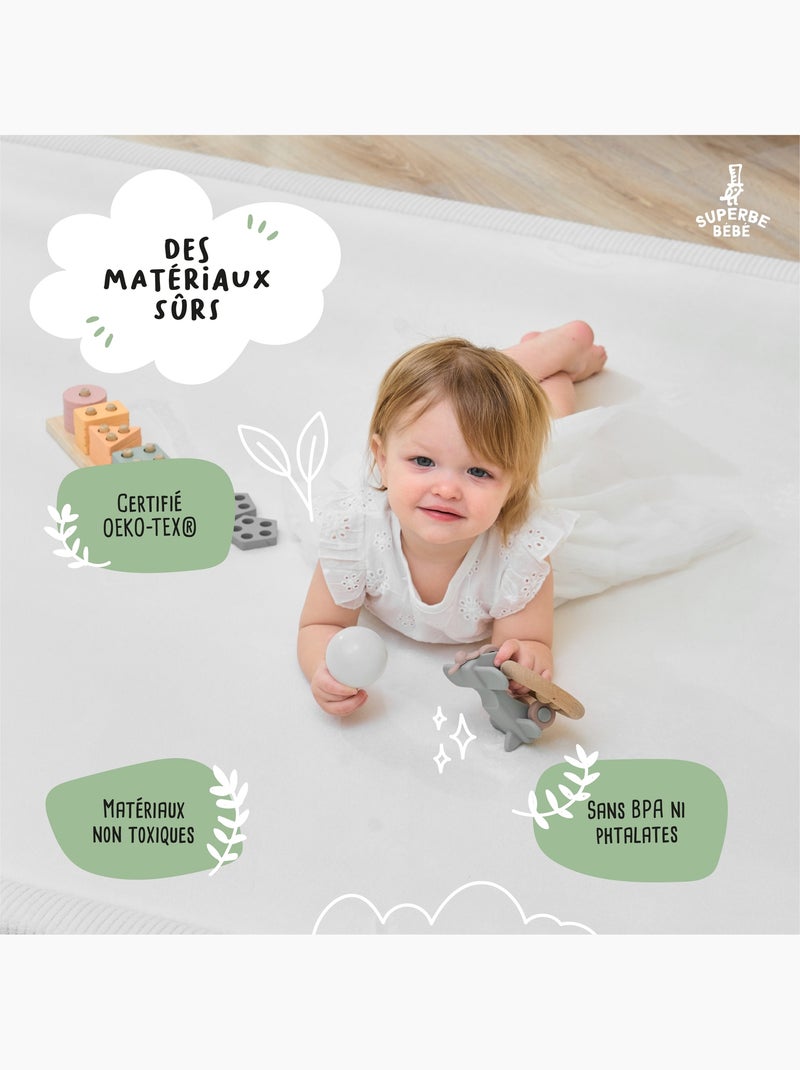 Tapis d'éveil et de jeu en mousse  - 200x150x2,5 - Coccon Plus | SUPERBE BEBE Blanc - Kiabi