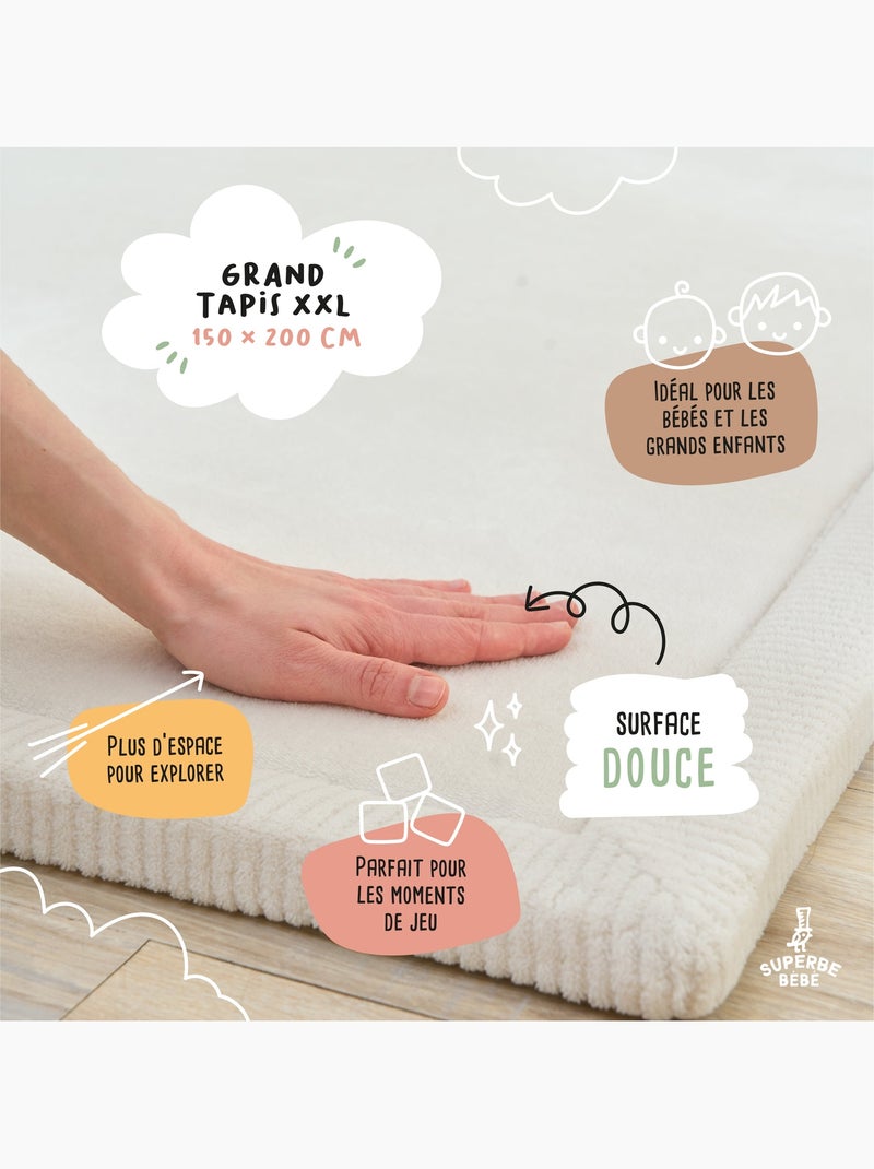 Tapis d'éveil et de jeu en mousse  - 200x150x2,5 - Coccon Plus | SUPERBE BEBE Blanc - Kiabi