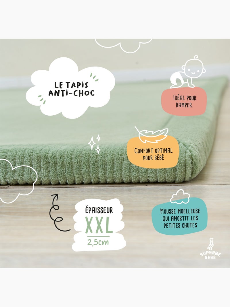 Tapis d'éveil et de jeu en mousse  - 200x150x2,5 - Coccon Plus | SUPERBE BEBE Vert - Kiabi