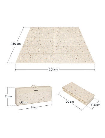 Tapis d'éveil LIONELO Robby - 180x200 cm - Tapis double face - Bonne isolation du sol