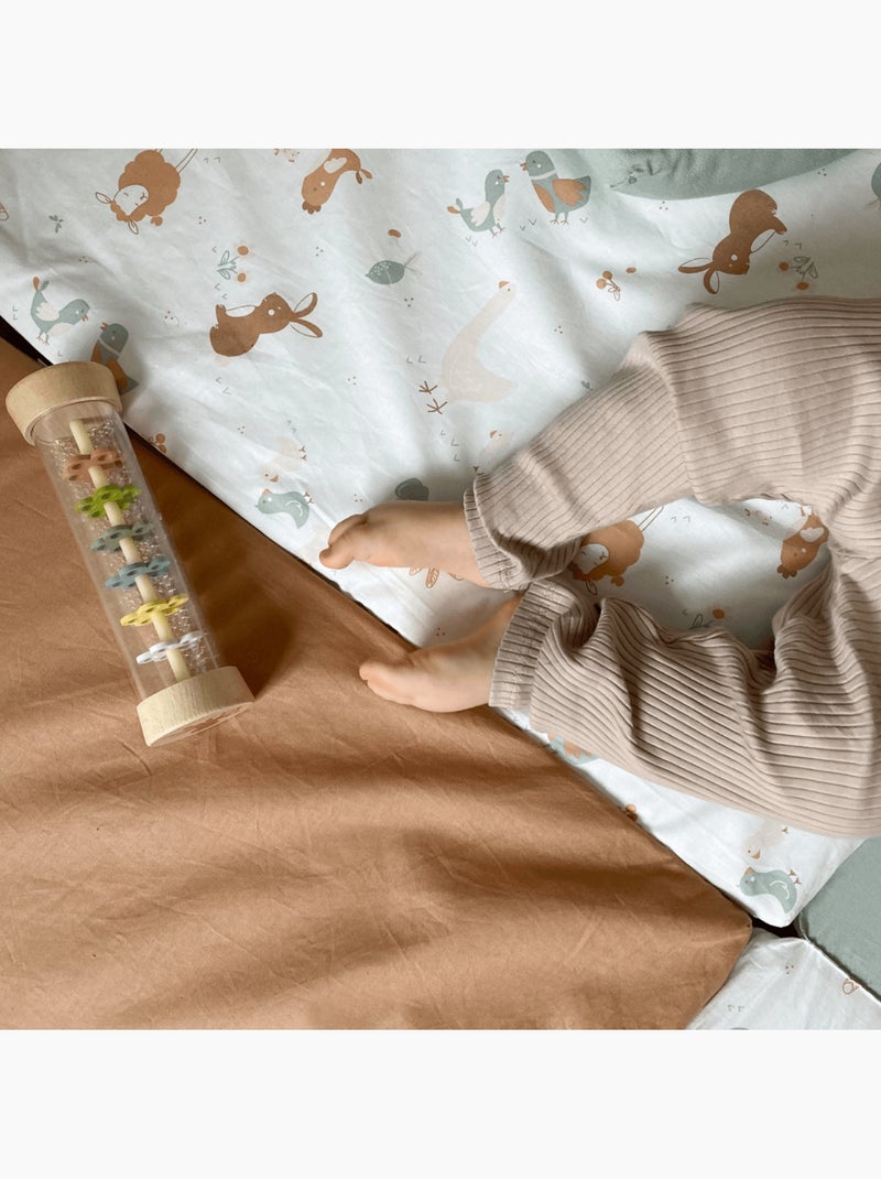 Tapis d'éveil Little Farmer Bleu Marron Blanc - Kiabi