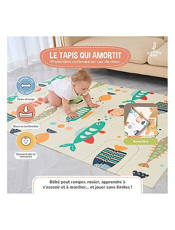 Tapis d'éveil pliable en mousse, réversible et imperméable - 200x180x1,5 - FOX | SUPERBE BEBE