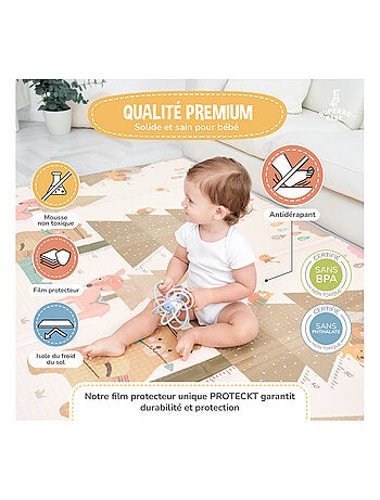 Tapis d'éveil pliable en mousse, réversible et imperméable - 200x180x1,5 - FOX | SUPERBE BEBE