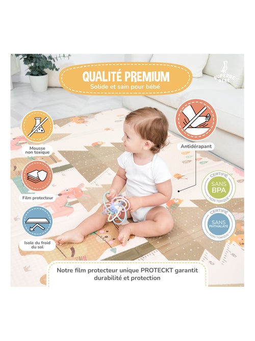 Tapis d'éveil pliable en mousse, réversible et imperméable - 180x120x1 - INDIANS| SUPERBE BEBE - Kiabi