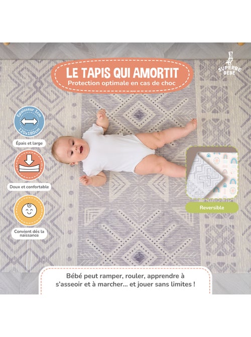 Tapis d'éveil pliable en mousse, réversible et imperméable - 180x120x1 - NORDIC | SUPERBE BEBE - Kiabi