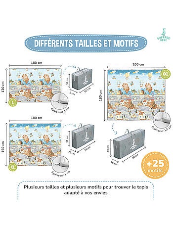 Tapis d'éveil pliable en mousse, réversible et imperméable - 200x180x1,5 - FOX | SUPERBE BEBE