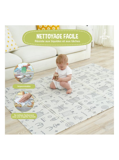 Tapis d'éveil pliable en mousse, réversible et imperméable - 180x120x1 - PTEROGLYPHE | SUPERBE BEBE - Kiabi