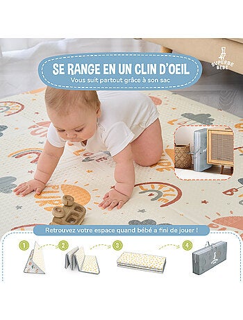 Tapis d'éveil pliable en mousse, réversible et imperméable - 200x180x1,5 - FOX | SUPERBE BEBE
