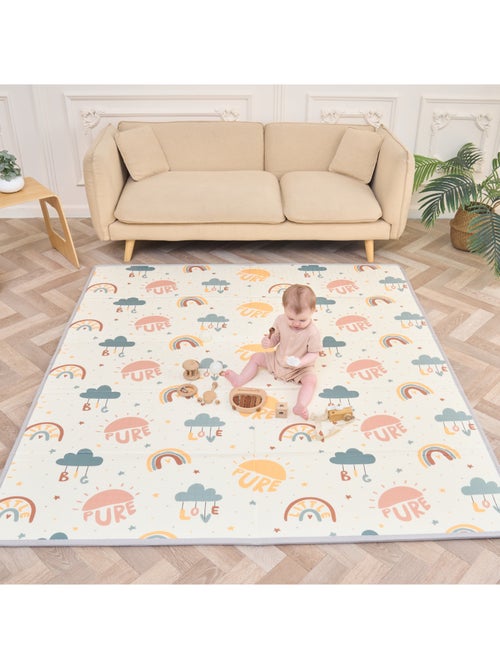 Tapis d'éveil pliable en mousse, réversible et imperméable - 180x120x1 -PURE BIG LOVE | SUPERBE BEBE - Kiabi Tapis d'éveil pliable en mousse, réversible et imperméable - 180x120x1 -PURE BIG LOVE | SUPERBE BEBE - Kiabi