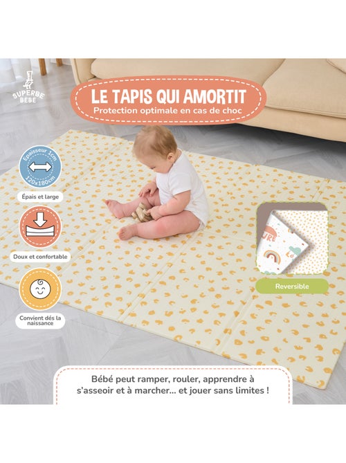 Tapis d'éveil pliable en mousse, réversible et imperméable - 180x120x1 -PURE BIG LOVE | SUPERBE BEBE - Kiabi Tapis d'éveil pliable en mousse, réversible et imperméable - 180x120x1 -PURE BIG LOVE | SUPERBE BEBE - Kiabi