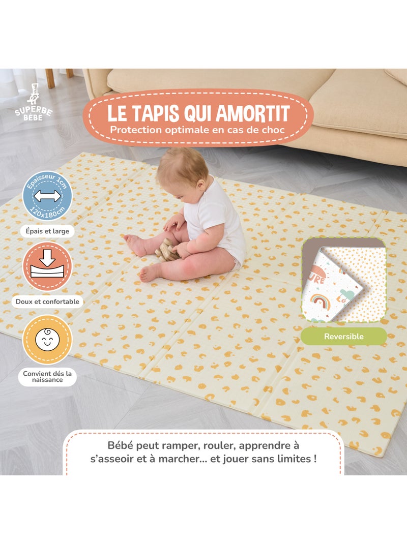 Tapis d'éveil pliable en mousse, réversible et imperméable - 180x120x1 -PURE BIG LOVE | SUPERBE BEBE Vert d'eau - Kiabi