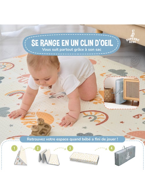 Tapis d'éveil pliable en mousse, réversible et imperméable - 180x120x1 -PURE BIG LOVE | SUPERBE BEBE - Kiabi Tapis d'éveil pliable en mousse, réversible et imperméable - 180x120x1 -PURE BIG LOVE | SUPERBE BEBE - Kiabi