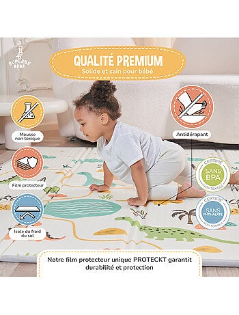 Tapis d'éveil pliable en mousse, réversible et imperméable - 200x180x1,5 - FOX | SUPERBE BEBE