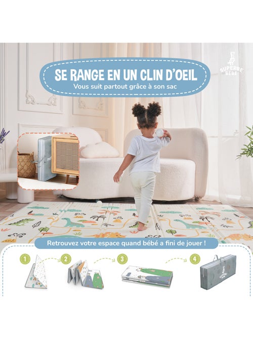 Tapis d'éveil pliable en mousse, réversible et imperméable - 180x150x1 - DINO | SUPERBE BEBE - Kiabi Tapis d'éveil pliable en mousse, réversible et imperméable - 180x150x1 - DINO | SUPERBE BEBE - Kiabi
