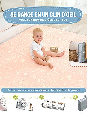 Tapis d'éveil pliable en mousse, réversible et imperméable - 200x180x1,5 - FOX | SUPERBE BEBE