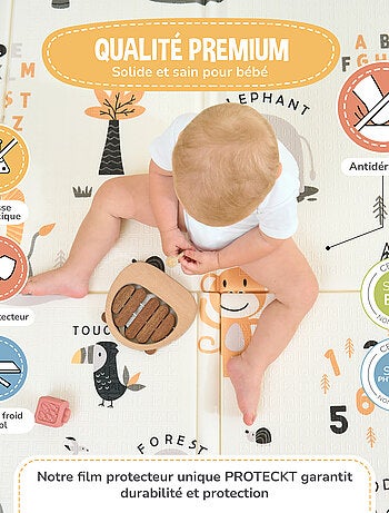 Tapis d'éveil pliable en mousse, réversible et imperméable - 200x180x1,5 - FOX | SUPERBE BEBE