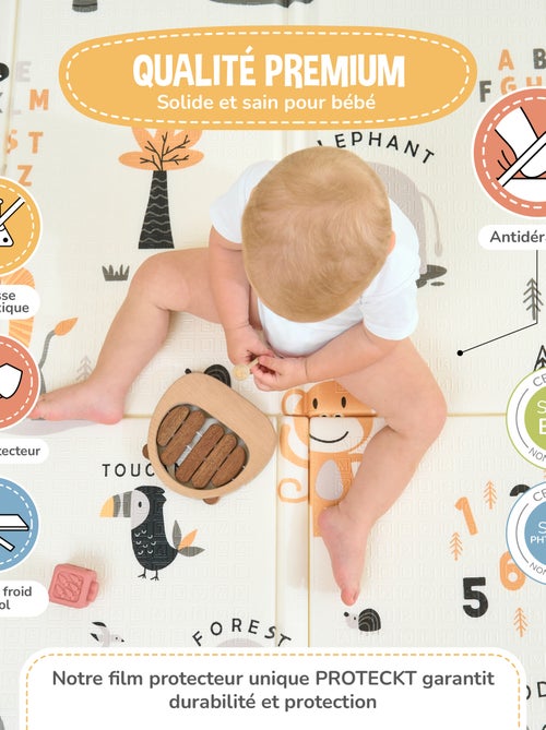 Tapis d'éveil pliable en mousse, réversible et imperméable - 180x150x1 - JUNGLE | SUPERBE BEBE - Kiabi